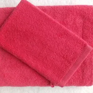 Gant de toilette rose corail